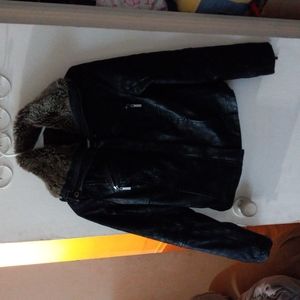 A black suede leather jacket